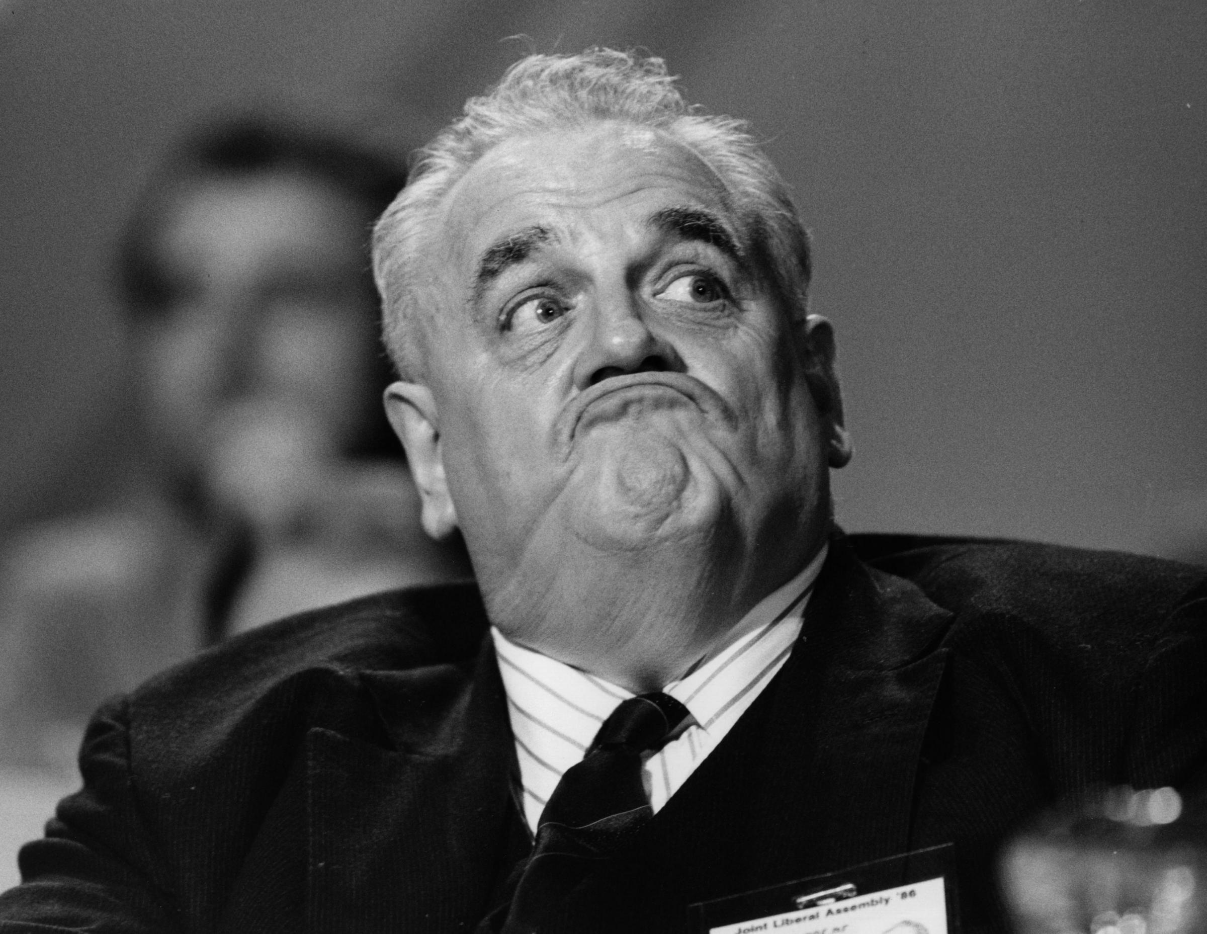 FILE - September 1986:  A portrait of Cyril Smith, MP, at the Liberal Party Conference. Sir Cyril Smith has died, September 3, 2010 aged 82  (Photo by Keystone/Getty Images) (33160924)