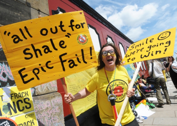 Anti-fracking protesters outside Lancashire County Hall
