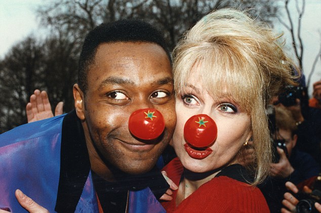 Joanna Lumley and Lenny Henry for Comic Relief in 1993