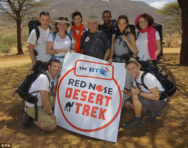 Charity Trek: Stars including Ronni Ancona, Craig David, Lorraine Kelly, Scott Mills, Olly Murs and Dermot O'Leary, took part in the BT Red Nose Desert Trek in aid of Comic Relief