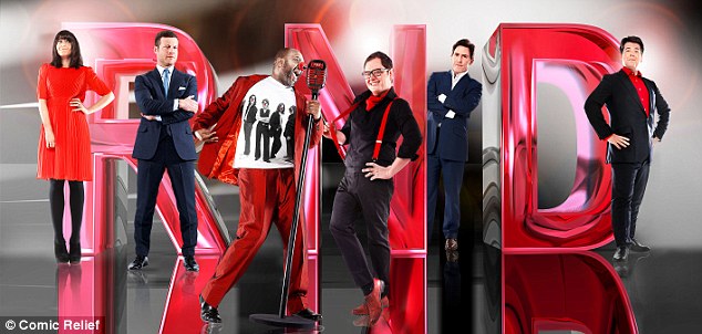 Shining stars: Comic Relief 2013 featured (left to right) Claudia Winkleman, Dermot O'Leary, Lenny Henry, Alan Carr, Rob Brydon and Michael McIntyre