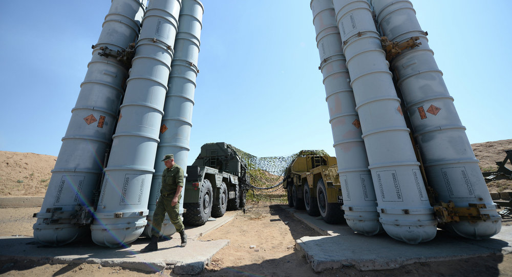 Military exercise involving S-300 surface-to-air missile systems.