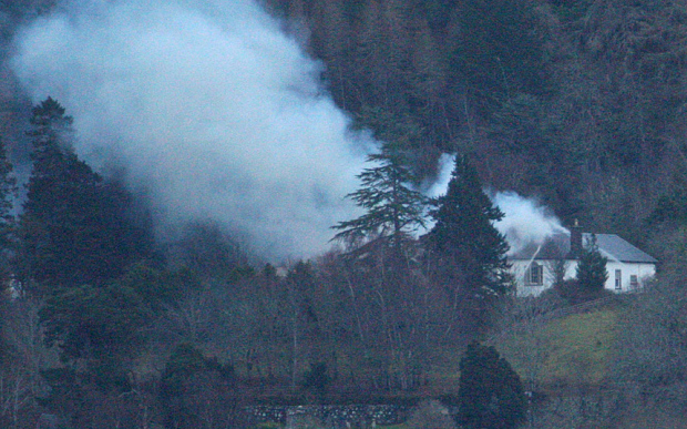 Smoke rises from Bolesinke House 