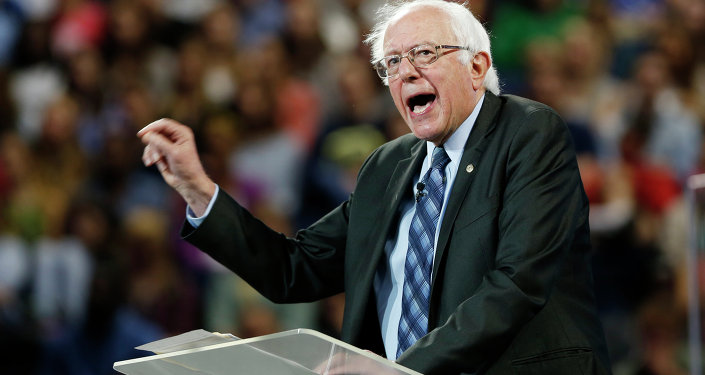 Democratic presidential candidate, Sen. Bernie Sanders, I-Vt. gestures during a speech at Liberty University in Lynchburg, Va., Monday, Sept. 14, 2015.