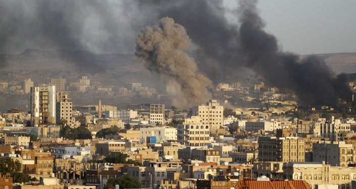 Smoke billows from a Houthi-controlled military base after a Saudi-led air strike hit its weapons depots in Yemen's capital Sanaa September 12, 2015