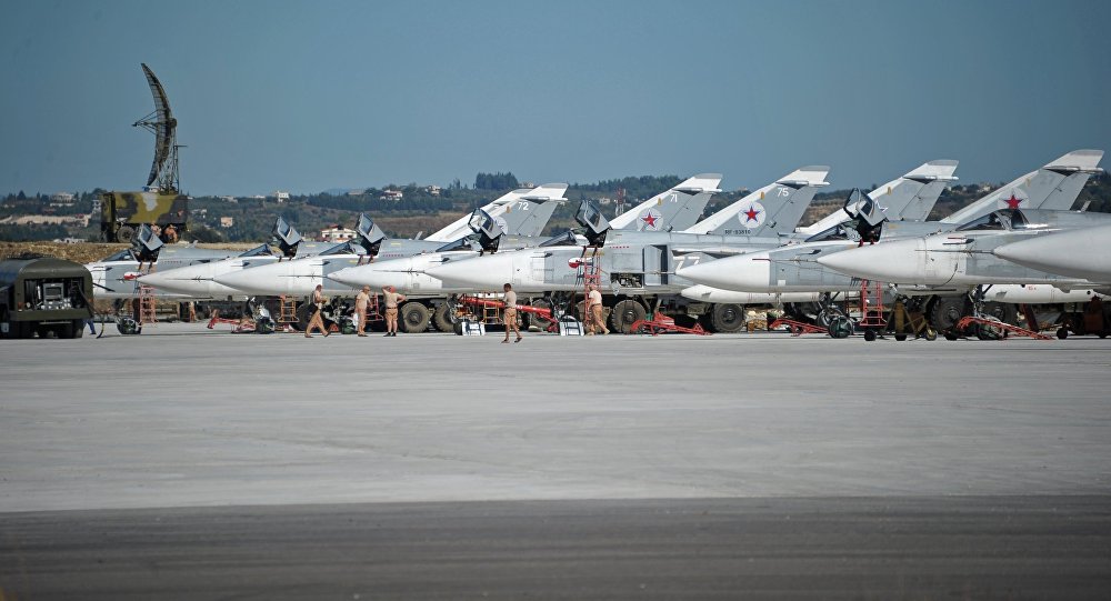 Su-24 bombers of the Russian Aerospace Forces at the Khmeimim airbase in Syria.