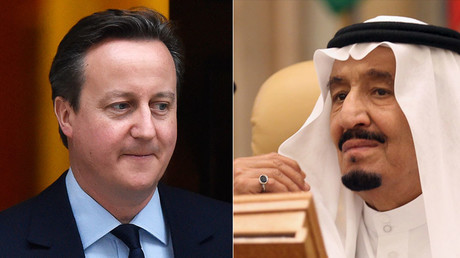Britain's Prime Minister David Cameron and Saudi King Salman bin Abdulaziz. © Reuters