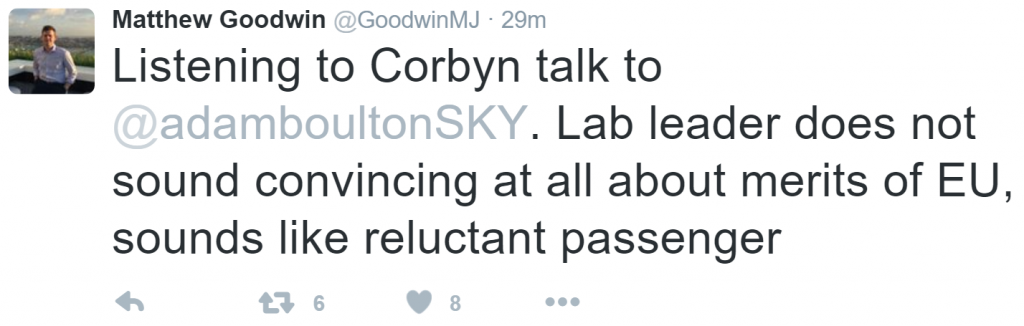 Matt Goodwin Corbyn EU Tweet 20-02-16