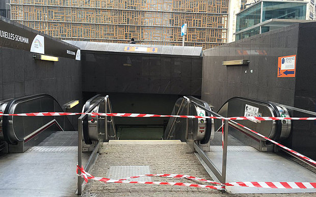 Schuman Metro station in Brussels closed