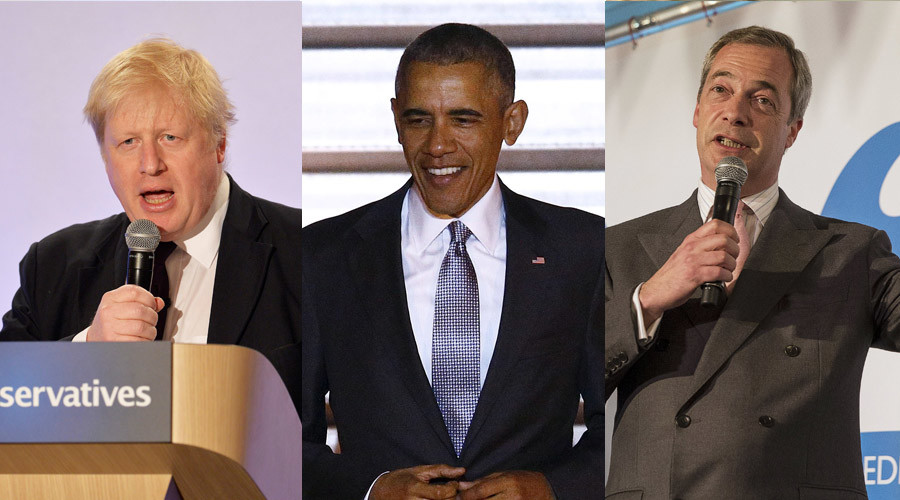 Mayor of London, Boris Johnson, U.S. President Barack Obama and UKIP party leader Nigel Farage © Reuters