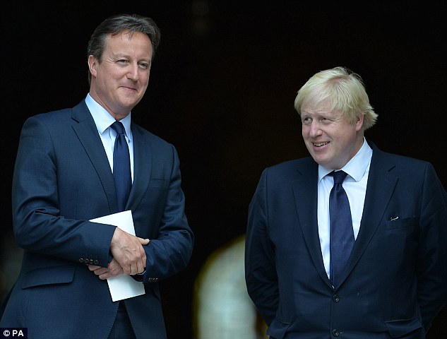 Prime Minister David Cameron (left) and Boris Johnson, as voters trust Mr Johnson to tell the truth about Europe more than they trust Mr Cameron, a new poll revealed yesterday