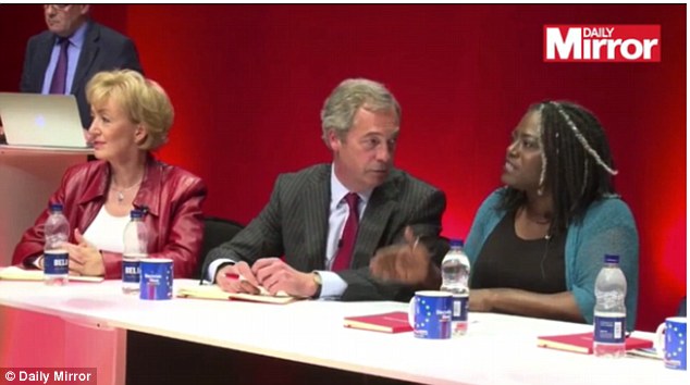 In a fiery debate ahead of June's EU referendum, the pro-Brexit Tory minister Andrea Leadsom (pictured left alongside fellow Leave campaigners Nigel Farage and author Dreda Say Mitchell) said Britain must leave the Brussels club to fill a skills shortage that has been caused by open door immigration from the EU