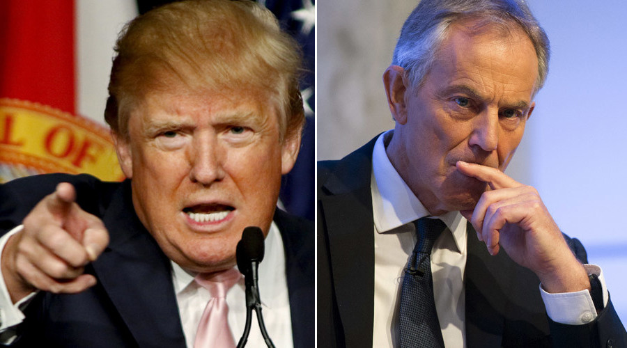 U.S. presidential candidate Donald Trump (L) and Former British Prime Minister Tony Blair © Reuters