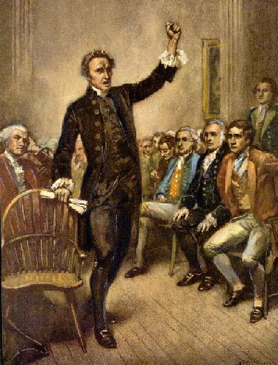 Patrick Henry speaking at the 1774 Continental Congress