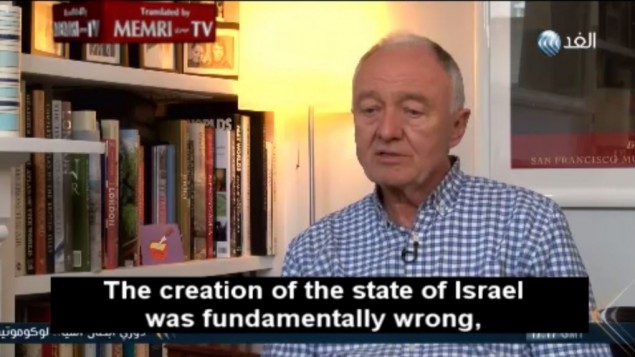 Ken Livingstone denounces Israel in a May 4, 2016 interview (Memri screenshot)
