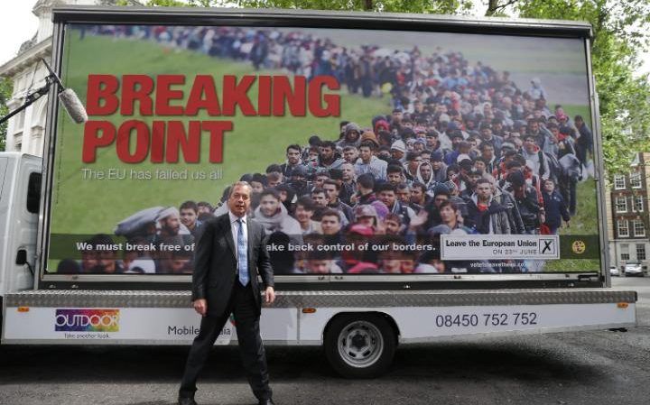 Nigel Farage with the controversial Ukip poster
