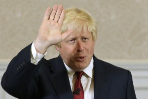 Former London mayor Boris Johnson waves after he announced that he will not run for leadership of Britain's ruling Conservative Party in London, Thursday, June 30, 2016. The battle to succeed Prime Minister David Cameron as Conservative Party leader has drawn strong contenders with the winner set to become prime minister and play a vital role in shaping Britain's relationship with the European Union after last week's Brexit vote. (AP Photo/Matt Dunham)
