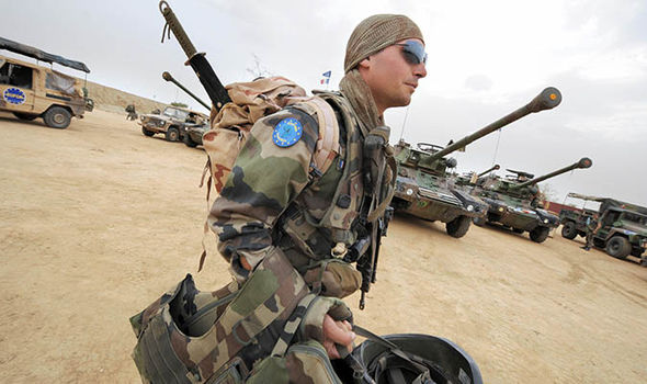 A soldier with an EU arm badge