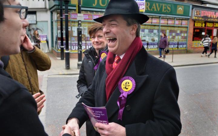 UKIP Leader Nigel Farage and local candidate Diane James campaign in the Eastleigh Constituency