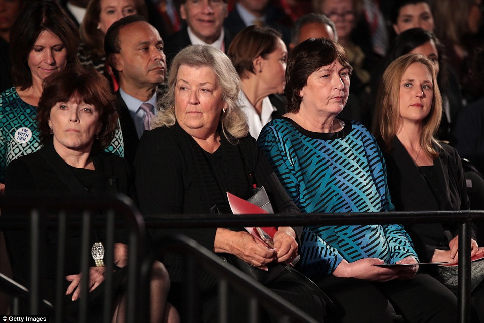 FRONT ROW SEATS: Kathleen Willey, Juanita Broaddrick and Kathy Shelton were given prominent seats by the Trump campaign