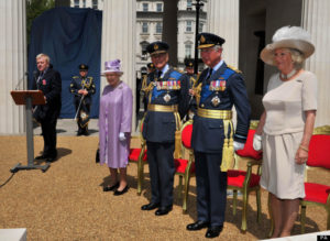 Queen Elizabeth II, the Duke of Edinburgh, Prince of Wales and the Duchess of Cornwall attend the unveiling of the Bomber Command Memorial in Green Park, London. PRESS ASSOCIATION Photo. Picture date: Thursday June 28, 2012. The memorial remembers the sacrifice and bravery of the 55,573 RAF crew who lost their lives in the Second World War. See PA story MEMORIAL Veterans. Photo credit should read: John Stillwell/PA Wire