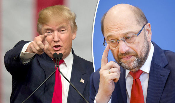 Donald Trump and Martin Schulz the EU boss said he hoped to find some common ground