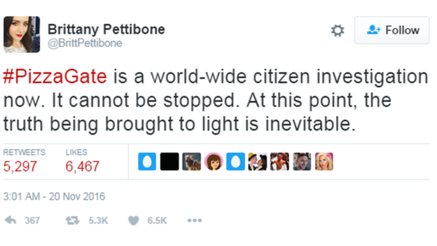 Tweet by conservative : Pizzagate is a worldwide investigation. It cannot be stopped