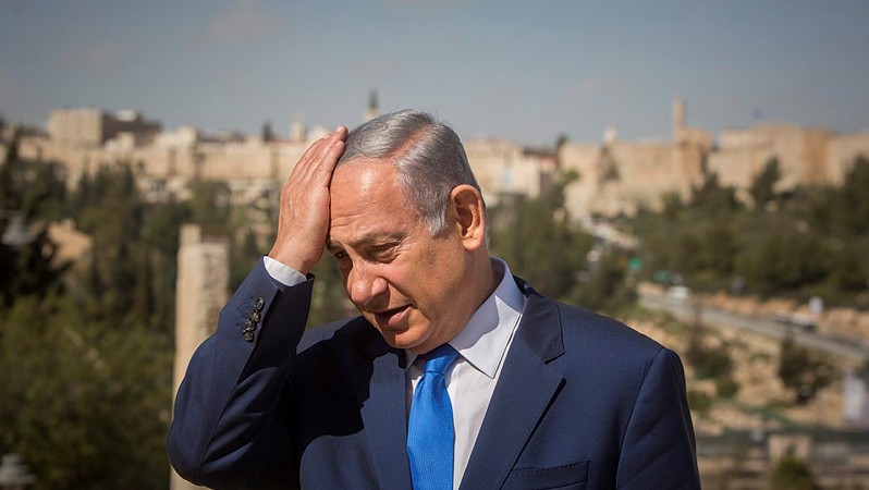 Prime Minister Benjamin Netanyahu during a visit to the Menachem Begin Heritage Center in Jerusalem on March 14, 2016 (Yonatan Sindel/Flash90)