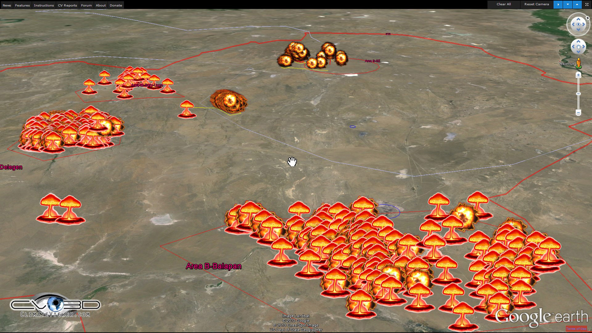 Semipalatinsk Test Site on ClimateViewer 3D