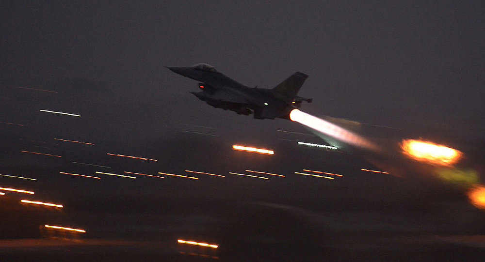 In this image provided by the US Air Force, an F-16 Fighting Falcon takes off from Incirlik Airbase, Turkey, as the US on Wednesday, Aug. 12, 2015, launched its first airstrikes by Turkey-based F-16 fighter jets against Daesh targets in Syria