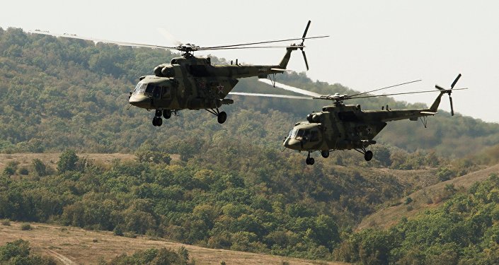 Mi-8 helicopters of the Russian Air Force during a joint battalion drill of the airborne units of Russia, Belarus and Serbia (File)