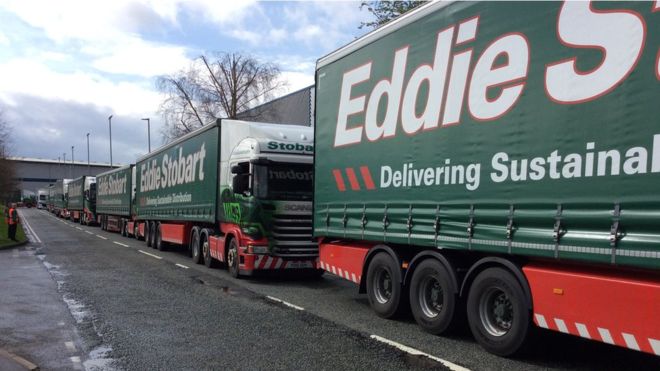 Eddie Stobart lorries backed up in south Warrington