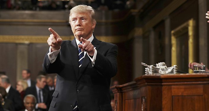 U.S. President Donald Trump reacts after delivering his first address to a joint session of Congress from the floor of the House of Representatives iin Washington, U.S., February 28, 2017