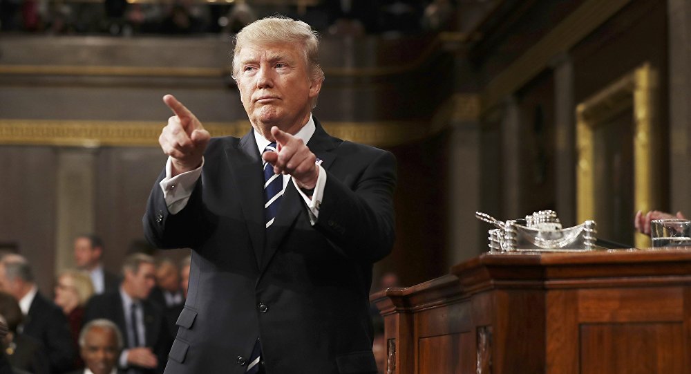 U.S. President Donald Trump reacts after delivering his first address to a joint session of Congress from the floor of the House of Representatives in Washington, U.S., February 28, 2017