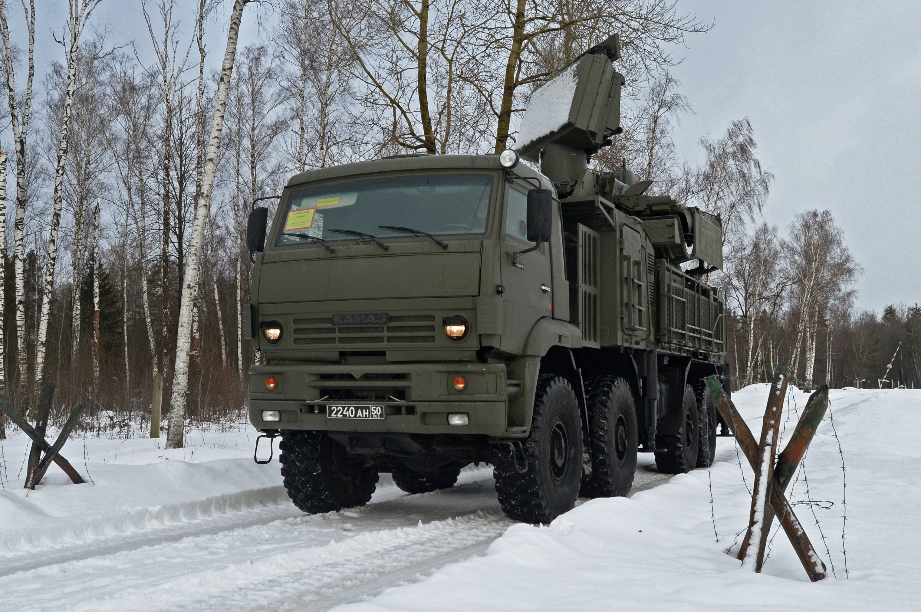 The Pantsir-S1 short-to-medium range gun-missile system on the march