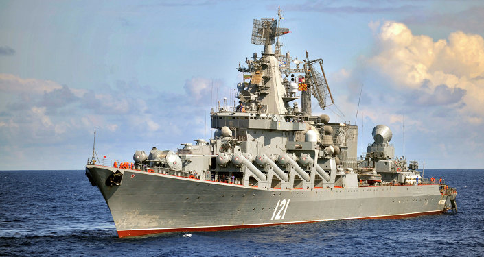 The Moskva guided missile cruiser, the flagship of Russia's Black Sea Fleet