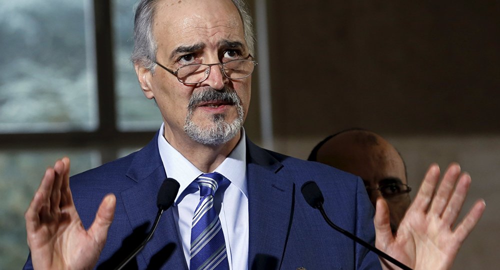 Syrian government's head of delegation, Bashar al-Jaafari attends a news conference after a meeting on Syria at the European headquarters of the United Nations in Geneva, Switzerland, March 21, 2016