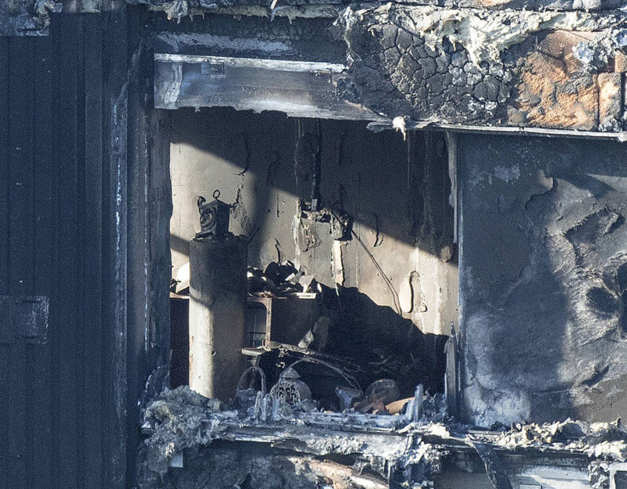 A view inside the Grenfell Tower in west London after a fire engulfed the 24-storey building