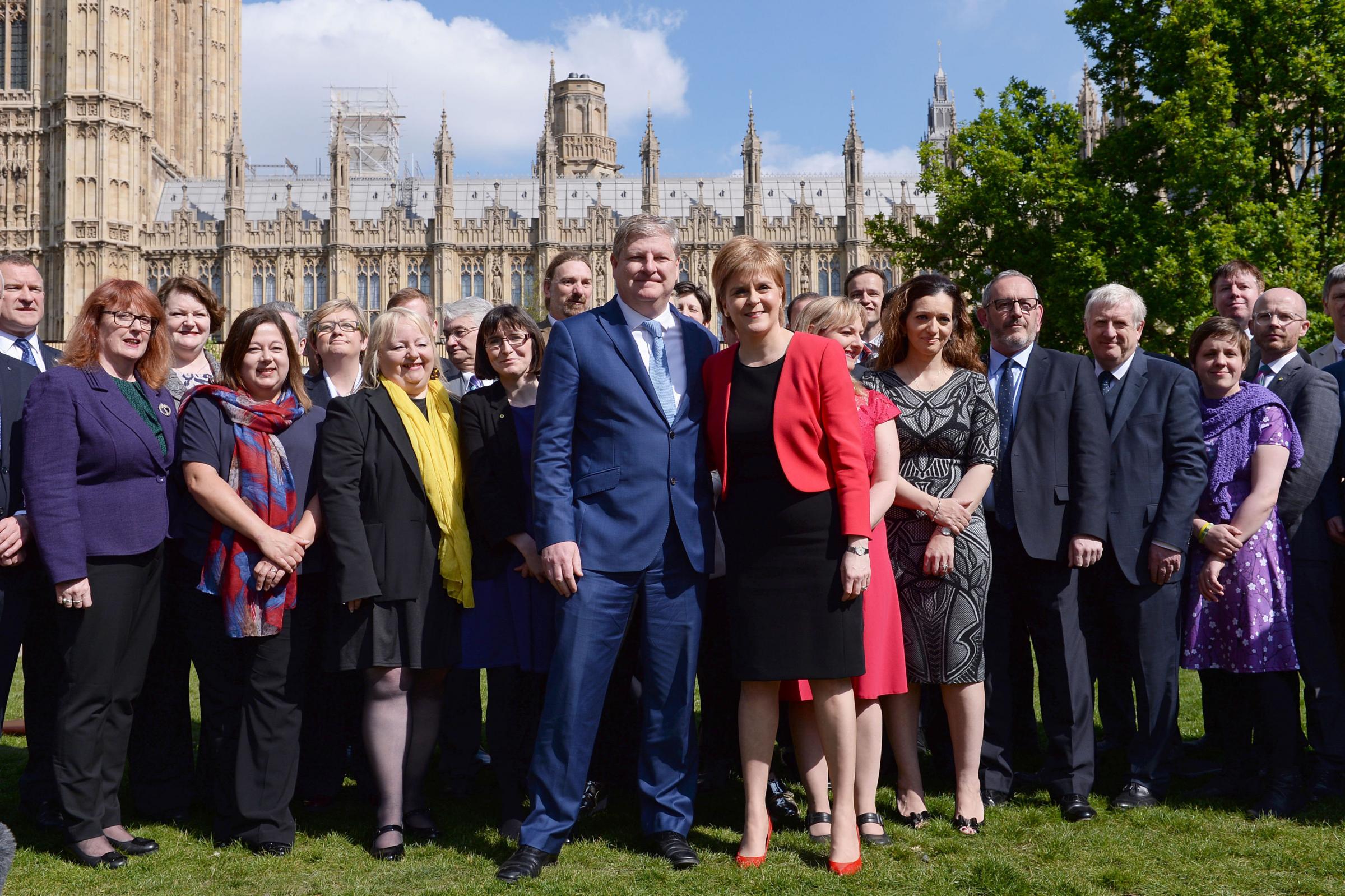Angus Robertson and Nicola Sturgeon with SNP MPs at Westminster