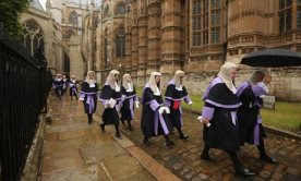 Judges walk from Westminster Abbey to the Houses of Parliament
