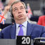Nigel Farage gestures during speeches at the European Parliament in Strasbourg, eastern France