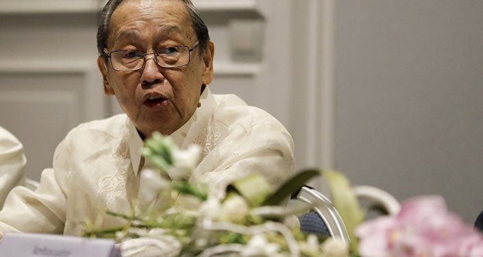 National Democratic Front of the Philippines, NDFP, leader Jose Maria Sison delivers his speech during the formal opening of the Philippines peace talks in Rome, Thursday, Jan. 19, 2017.