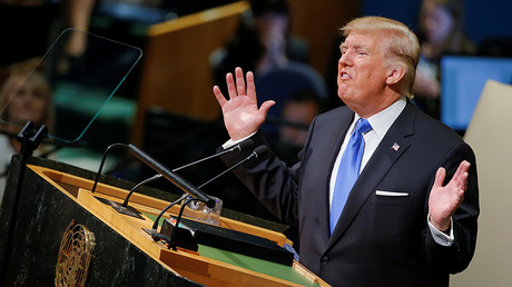 U.S. President Donald Trump addresses the 72nd United Nations General Assembly at U.N. headquarters in New York, U.S., September 19, 2017. ©   Eduardo Munoz
