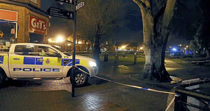 Police cordon off the area near the Maltings in Salisbury, England, where British media reported Monday, March 5, 2018 that a former Russian spy was in critical condition after coming into contact with an unknown substance on Sunday. British media identified him as Sergei Skripal, 66, who was convicted in Russia on charges of spying for Britain and sentenced in 2006 to 13 years in prison. Skripal was freed in 2010 as part of a U.S.-Russian spy swap.