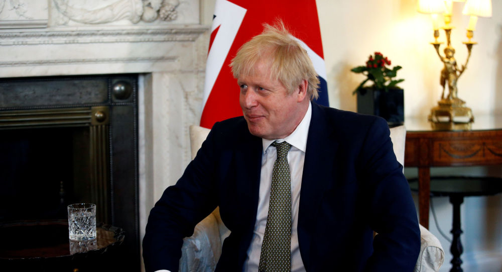 Britain's Prime Minister Boris Johnson speaks during a meeting with Egyptian President Abdel Fattah el-Sisi at 10 Downing Street in London, Britain, January 21, 2020