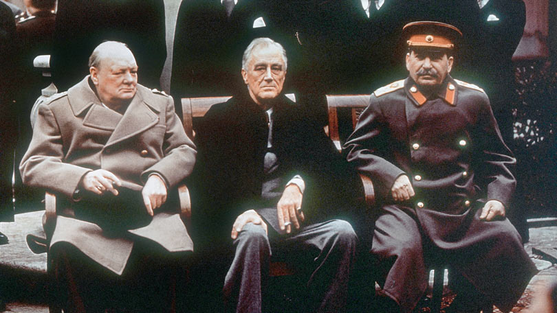 President Roosvelt, Prime Minister Churchill and premier Stalin, at the historic “Big Three” conference in Yalta, February 1945