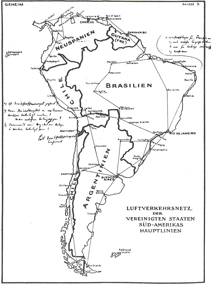 The “secret map” cited by President Roosevelt as proof of German plans to take over South America was produced by British intelligence and passed on to the White House by William Donovan.