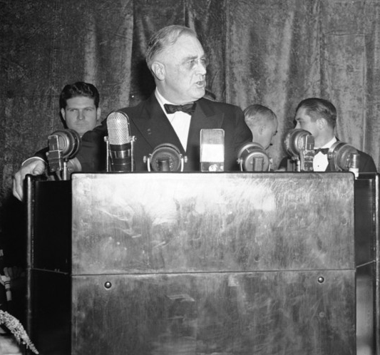 In a nationally broadcast address of Oct. 27, 1941, President Roosevelt claimed to have documents proving German plans to take over South America and abolish all the world’s religions.