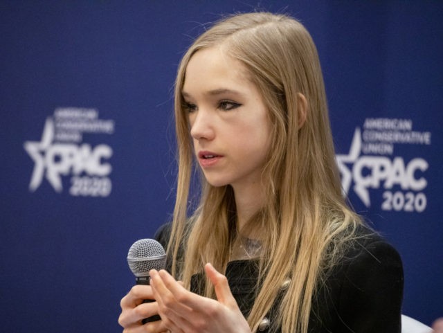 NATIONAL HARBOR, MD - FEBRUARY 28: Naomi Seibt, a 19 year old climate change skeptic and self proclaimed climate realist, speaks during a workshop at the Conservative Political Action Conference 2020 (CPAC) hosted by the American Conservative Union on February 28, 2020 in National Harbor, MD. (Photo by Samuel Corum/Getty …