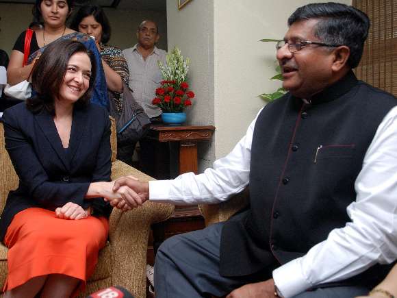 Ms Sheryl Sandberg, COO, Facebook meeting Ravi Shankar Prasad